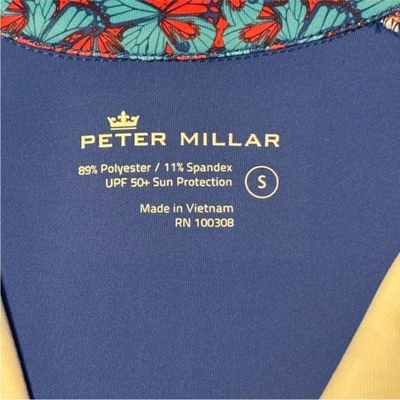 Peter Millar Sz S Butterfly Zip Up Athletic Jacket EUC - Picture 8 of 9